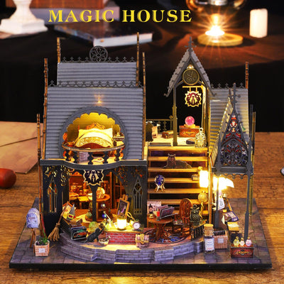 DIY Miniature Dollhouse Kit with Wooden Furniture,DIY Dollhouse Kit with Dust Proof Cover, Music Box and LED