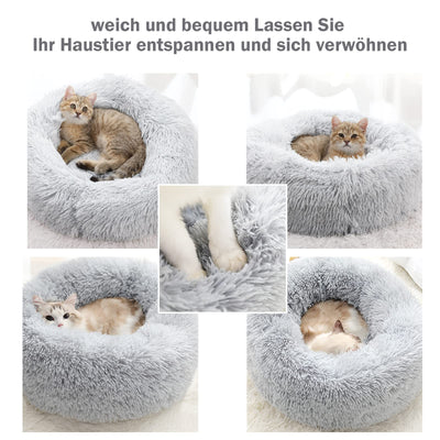 Lit pour chien et chat Peluche ronde et duveteuse - Donut Coussin câlin pour chien Panier pour chien lavable Chiens, chats et autres animaux de compagnie de taille moyenne et grande