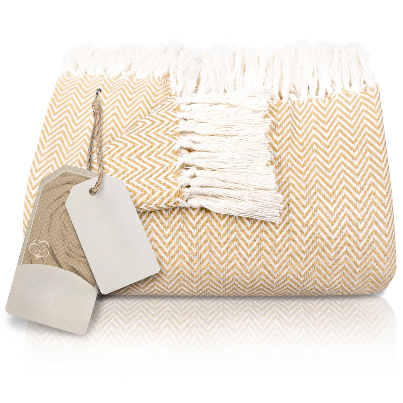 Premium bedspread with fringes - cotton blanket as bed throw, couch throw