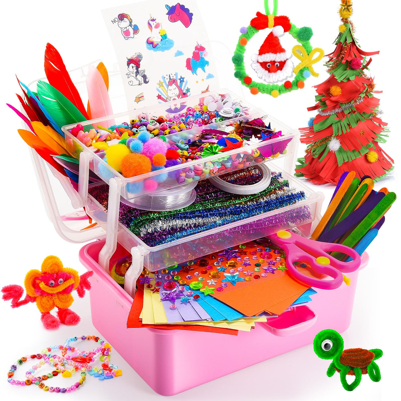 Bastelset für Kinder, 1127+Stücke Bastelkoffer für Kinder Bastelkoffer