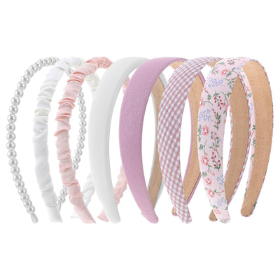 Modische Stirnbänder 7-teiliges Anti-Rutsch-Stirnband-Set Niedlicher Stoff Glitzernde Mehrfarbige Haarbänder Haar