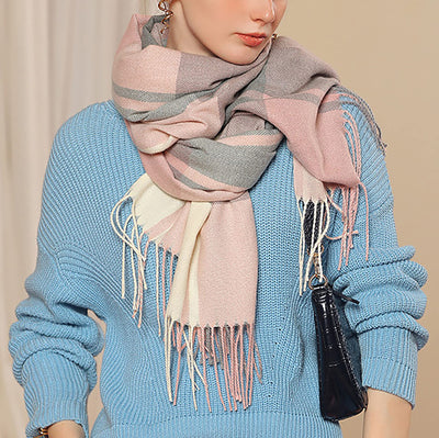 scarf thick knitted scarf plaid neckerchief scarf poncho