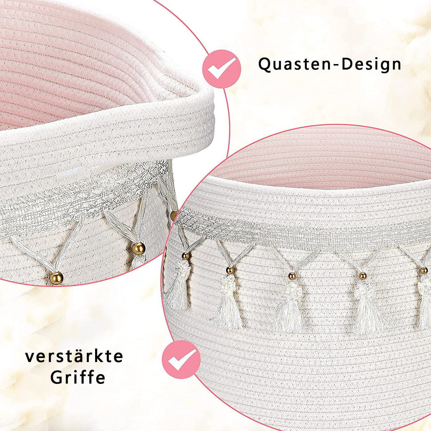 Large basket made of cotton rope, woven storage basket for toys, laundry and blanket organizer