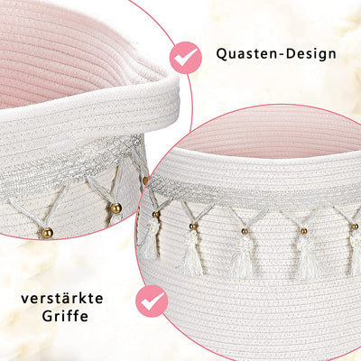 Large basket made of cotton rope, woven storage basket for toys, laundry and blanket organizer