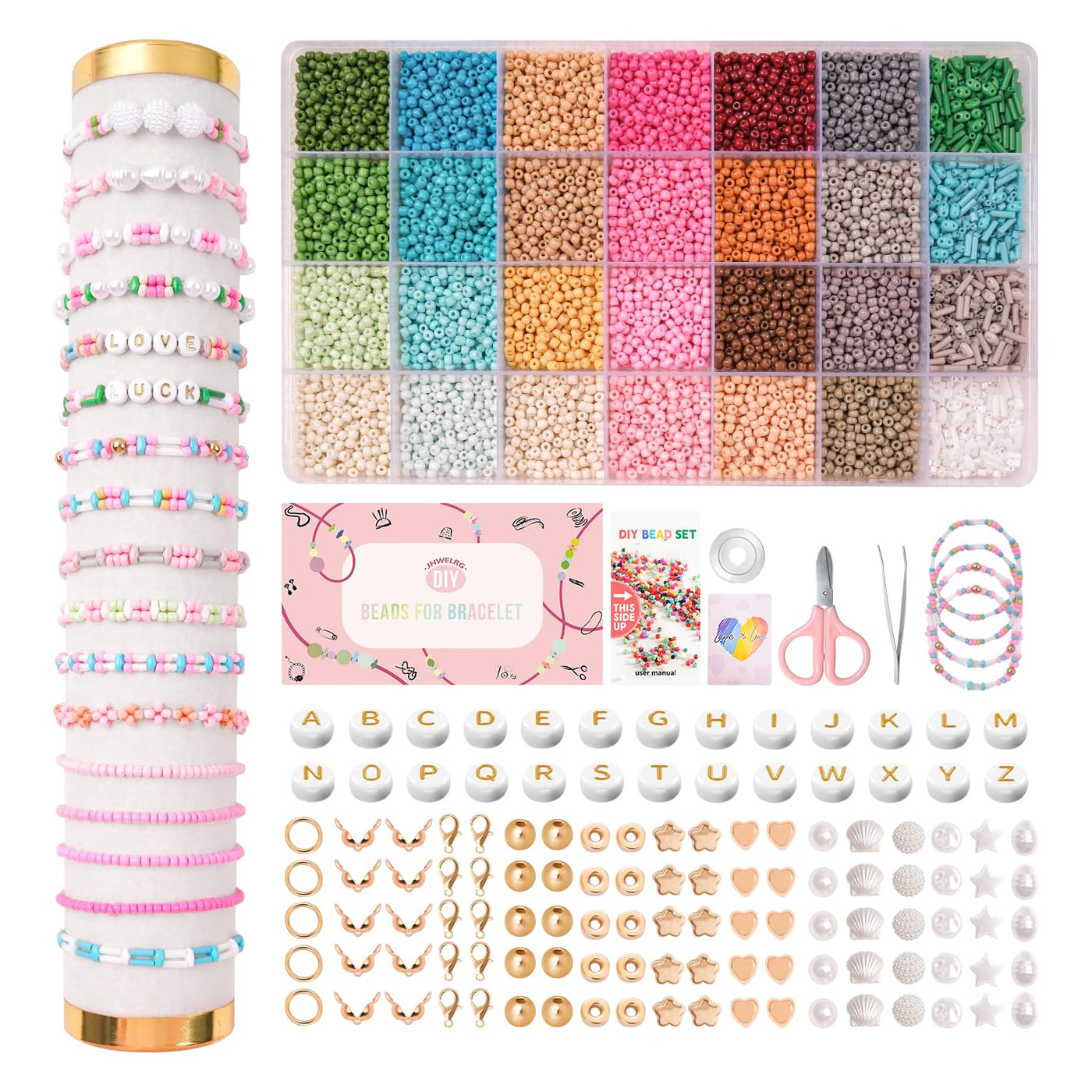 Beads for Bracelets DIY Tubular Beads 2 Holes Beads Set Make Bracelets By Yourself