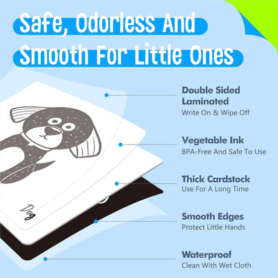 25 cartes de stimulation visuelle pour bébé, cartes flash double face à fort contraste