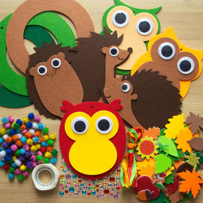 Bastelset aus Filz zur Dekoration, 9-teiliges Bastelset Eule, Herbstbasteln für Kinder, Kreativsets und Bastelbedarf für Kinder