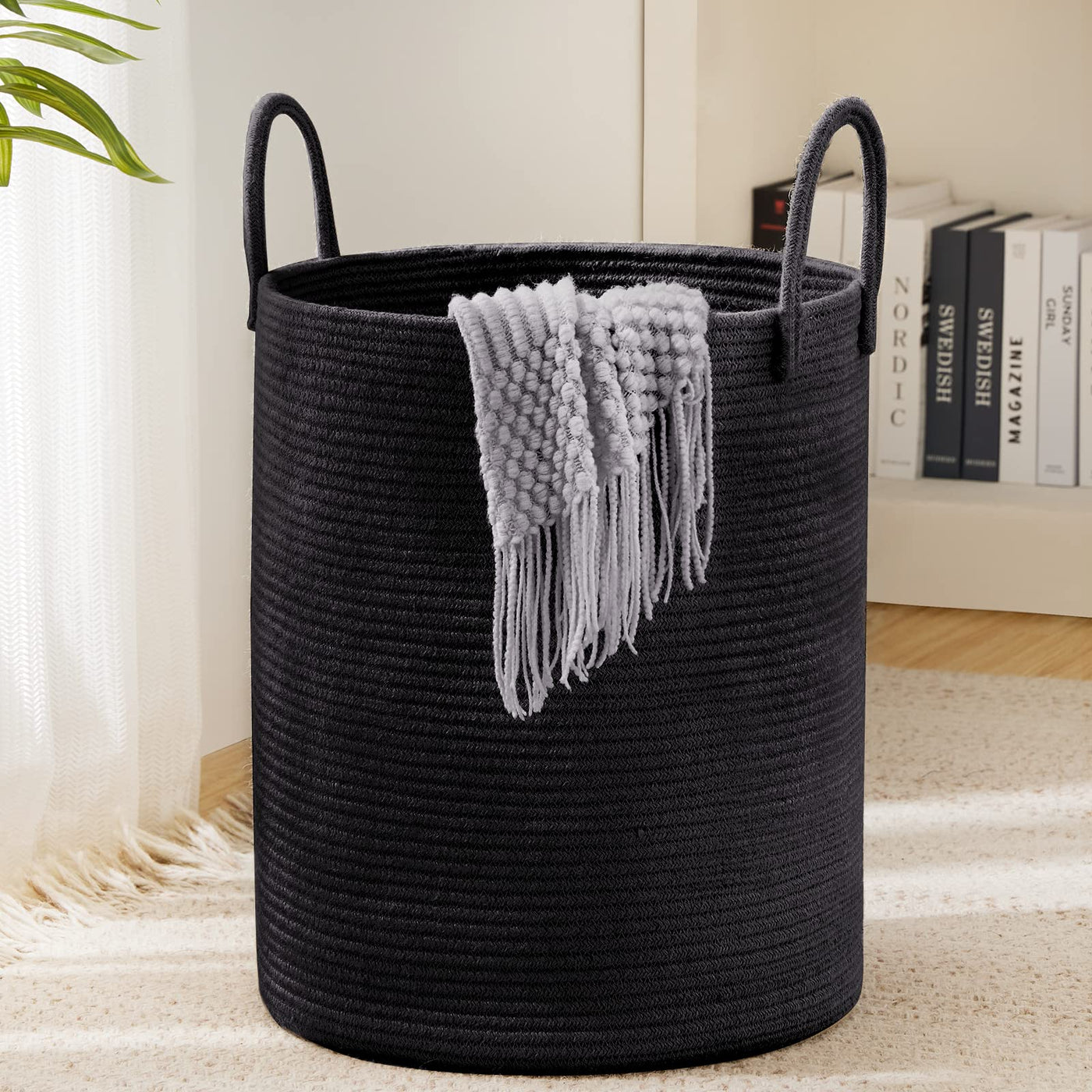 Braided Laundry Collector Toy Storage Storage Basket with Handle Handmade