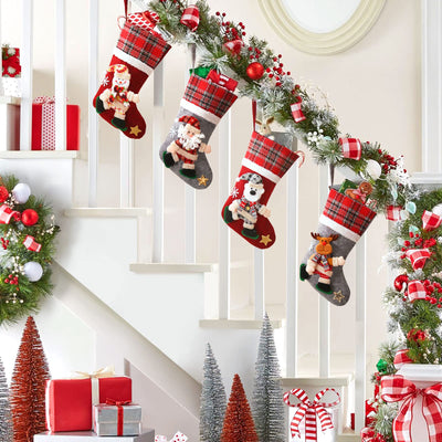 Santa stocking set of 4 large Santa stockings to fill Christmas stocking gift bag Christmas tree