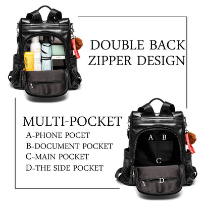 Soft PU Leather Backpack Handbag Shoulder Bag Multifunction Anti Theft Bag Waterproof Backpack