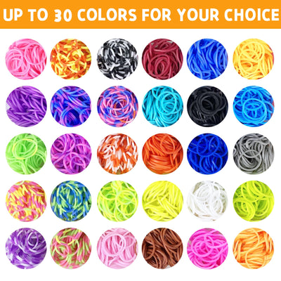Kit de rubans 30 couleurs - rubans en caoutchouc avec pinces, breloques, perles et autres accessoires pour les kits de bricolage pour faire des bracelets d'amitié, kit d'artisanat