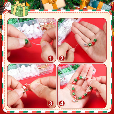 Make your own set of beads for stringing with Christmas tree pendants and clay beads