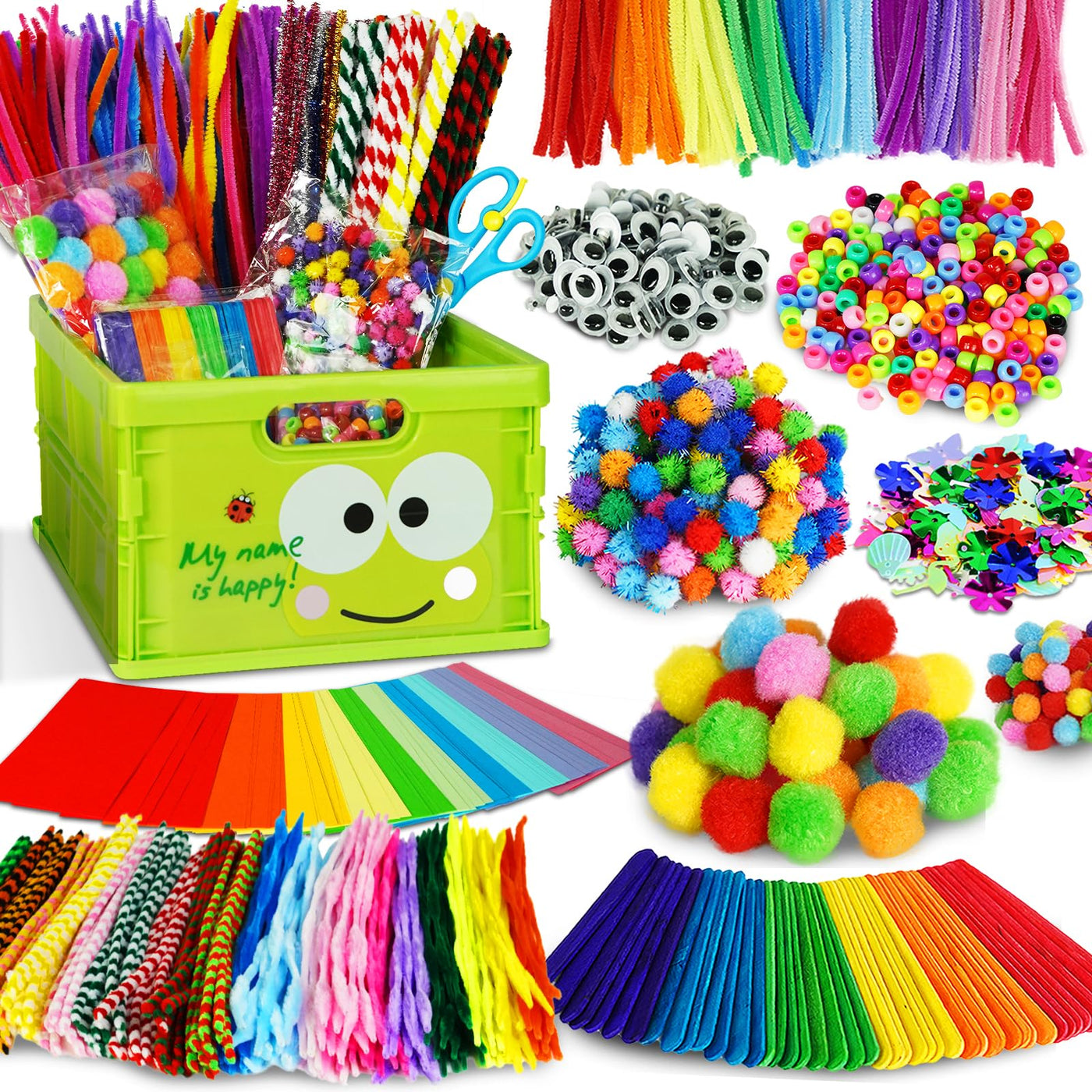 Craft supplies craft materials set, craft supplies pompoms, pipe cleaners for children