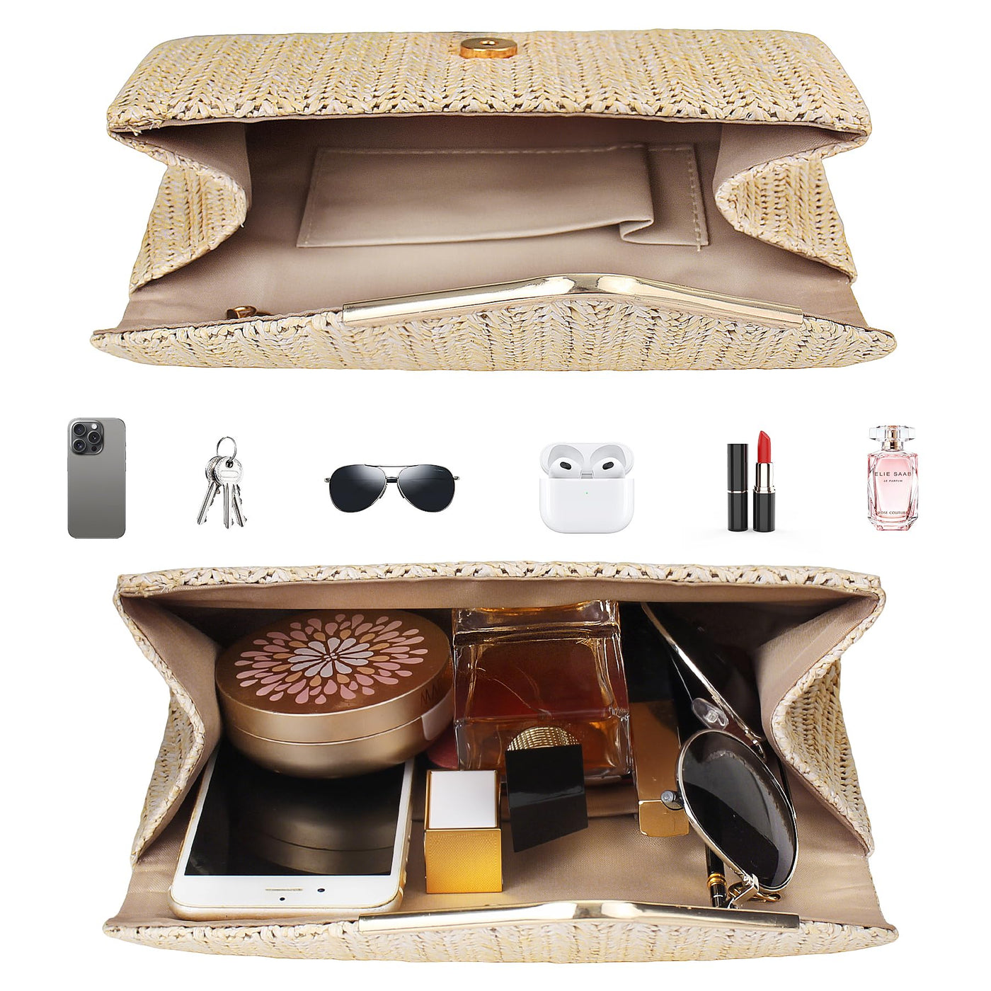 Clutch Lederhandtaschen mit abnehmbarer Kette