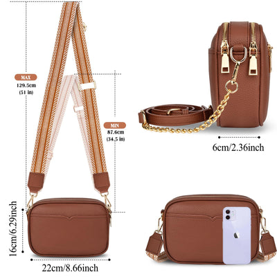 Small crossbody bag Elegant shoulder bag with 2 detachable wide shoulder straps