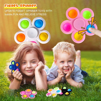 10er Set Pop Fidget Spinner Push Bubble Pop Einfaches Zappelspielzeug für Kinder Erwachsene, Ostern Party Geschenke Geschenk Tasche Füller Sensory Fidget Set