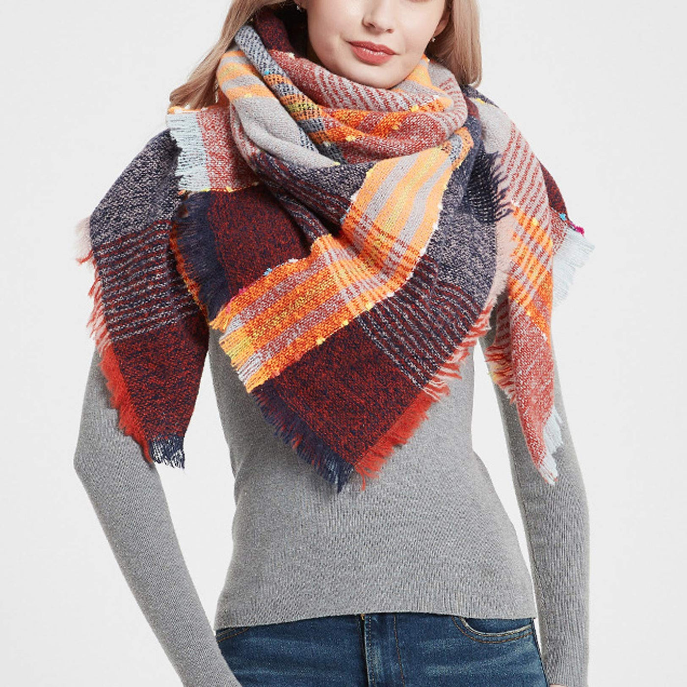 scarf thick knitted scarf plaid neckerchief scarf poncho