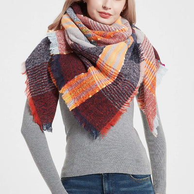scarf thick knitted scarf plaid neckerchief scarf poncho