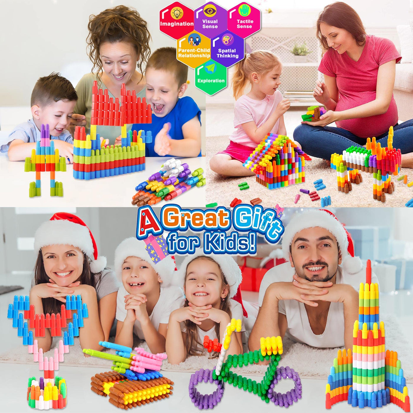 Children's 140-piece set of building blocks construction toy - learning STEM toy learning set child