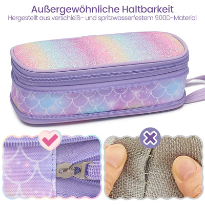 Federmäppchen - Großes Fassungsvermögen Federmäppchen mit Reißverschluss, Schreibwaren Tasche Bleistift Tasche Bleistiftetui für Kinder