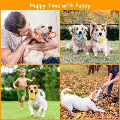 Lot de 8 Cordes pour Chien en Peluche Grinçantes, Jouet pour Chiot, Petits Chiots, Lavables, en Coton Naturel et Non Toxiques