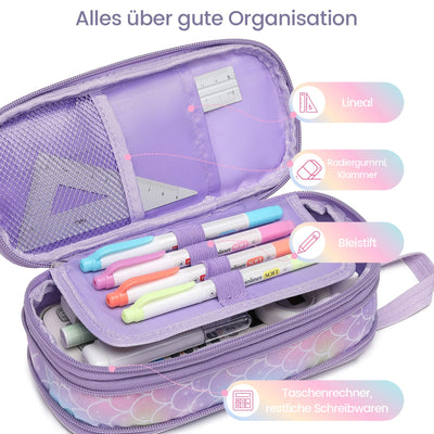 Federmäppchen - Großes Fassungsvermögen Federmäppchen mit Reißverschluss, Schreibwaren Tasche Bleistift Tasche Bleistiftetui für Kinder