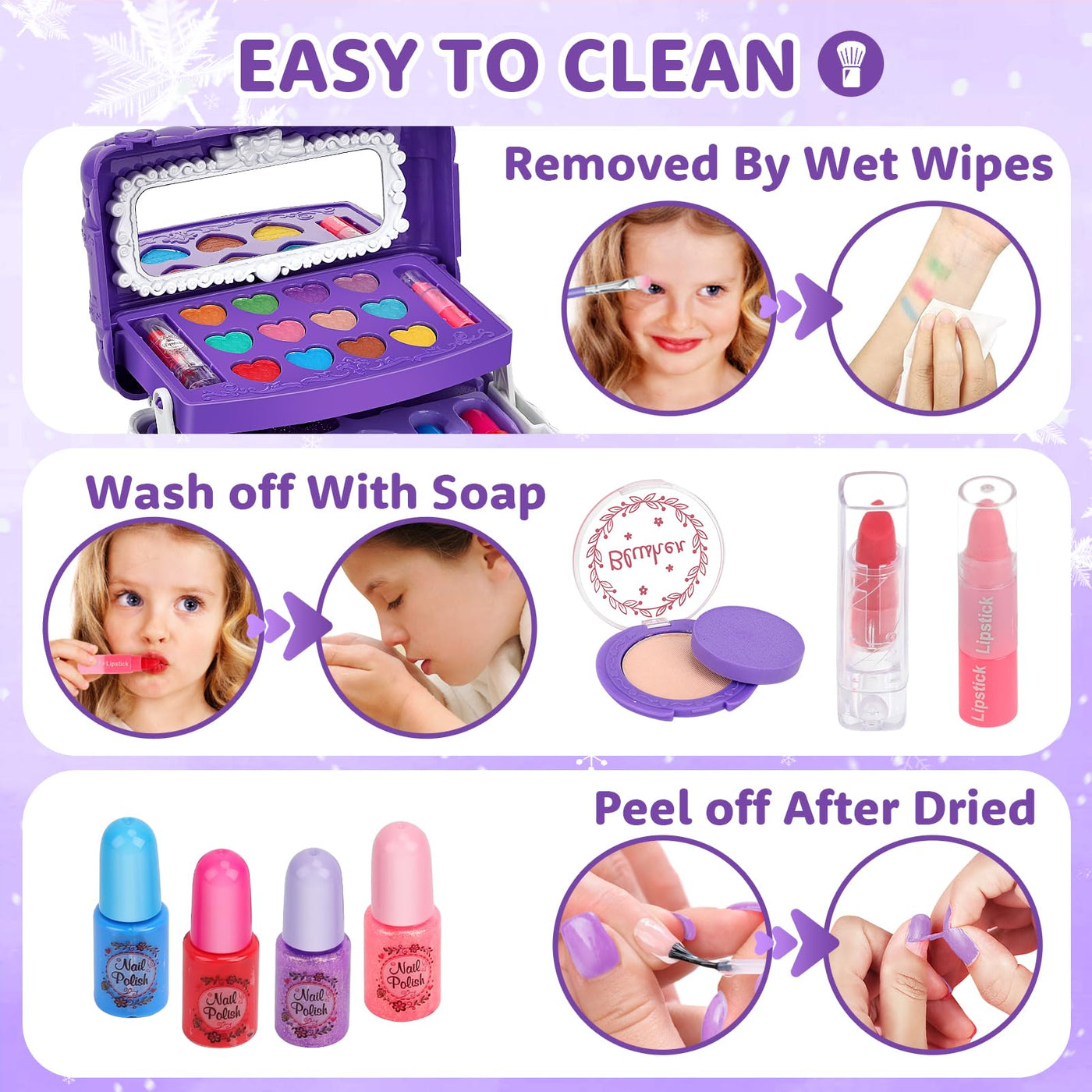 Make-up case, 54PCS Washable children's make-up set