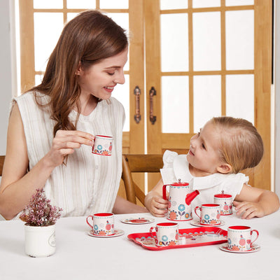 Teeservice Kinderteeservice Puppen Kaffeeservice Spielküche Geschirr Spielzeug Teeparty Rollenspiel für Kinder