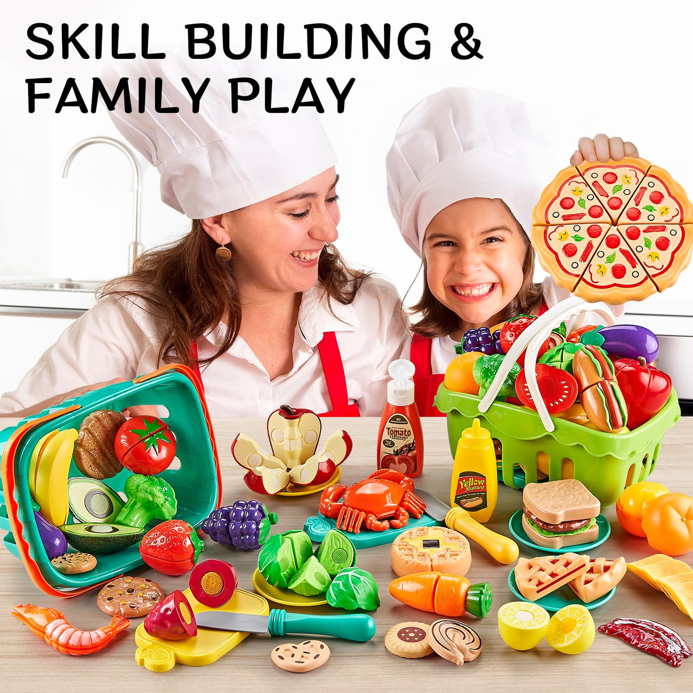 85-piece toy food set, for cutting toy food