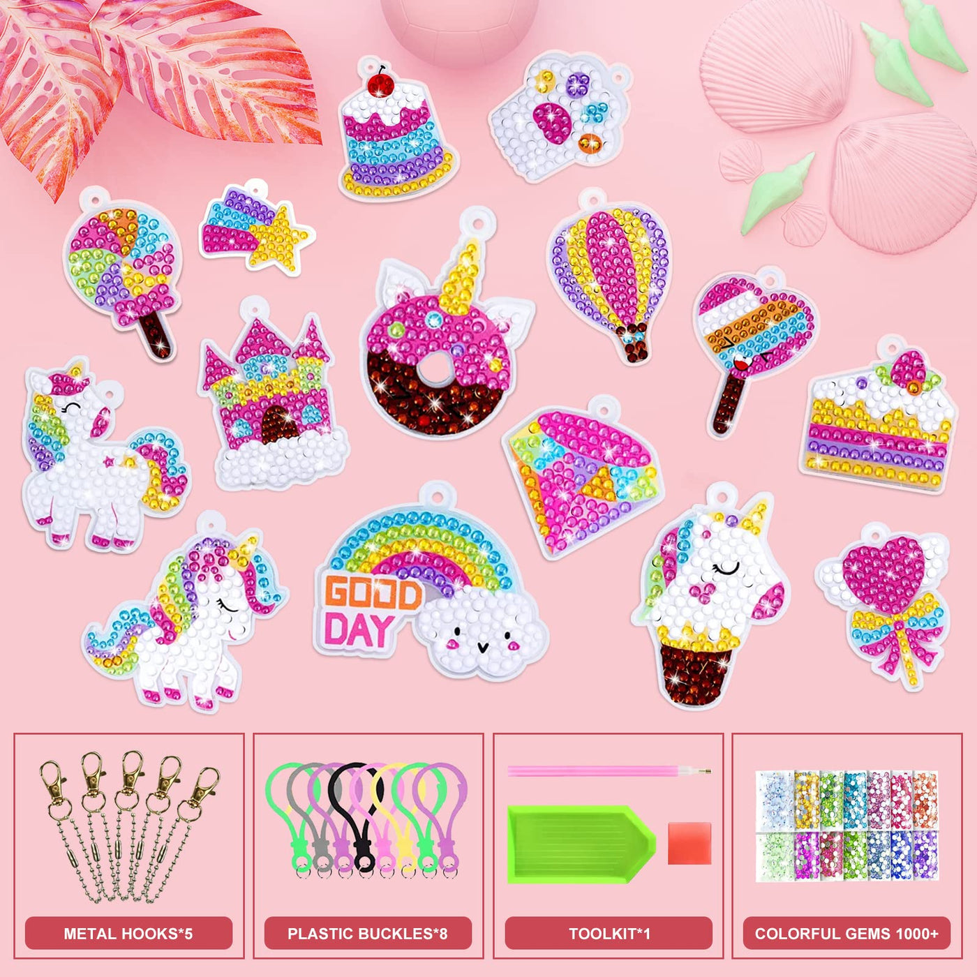 Diamond Painting Kids, Diamond Keychain DIY Diamond Painting Keychain Kits Kids 5D Unicorn Diamond