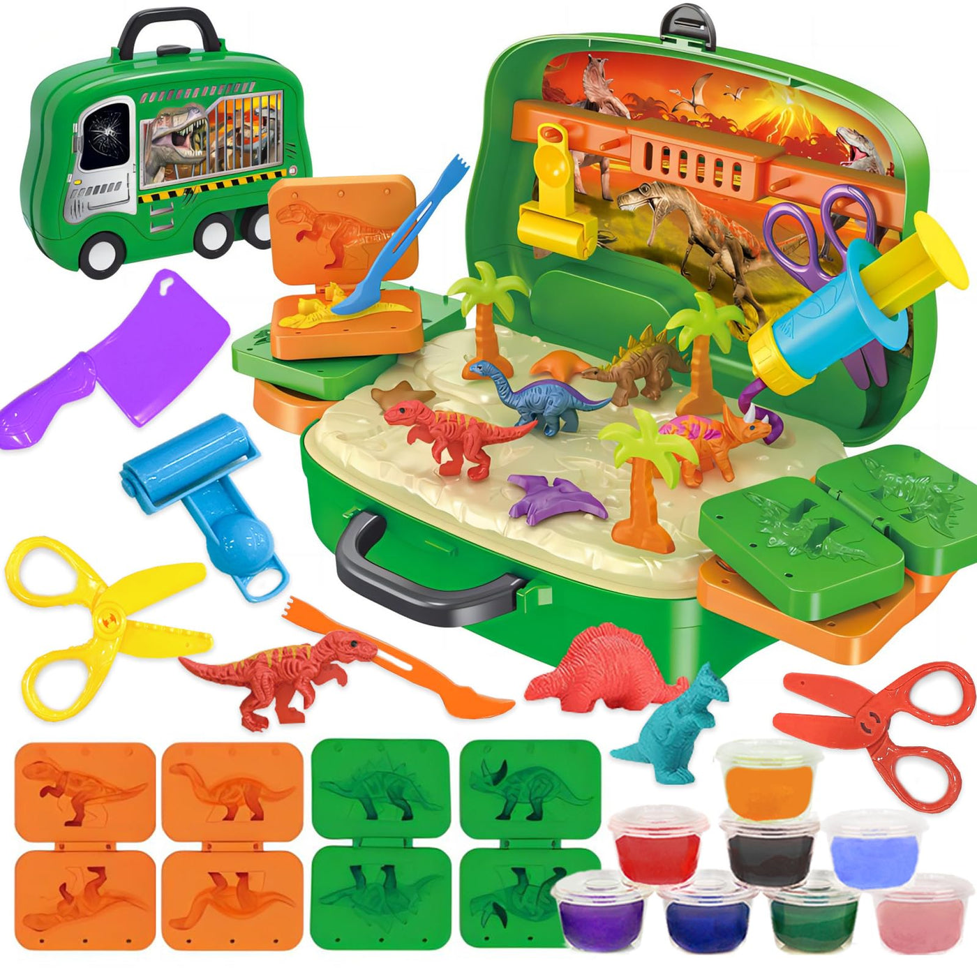 Accessoires pour pâte à modeler, set de pâte à modeler, jouet dinosaure dans une valise à roulettes, pâte à modeler pour enfants