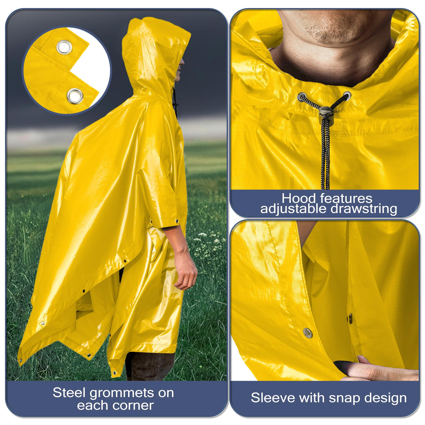 Rain Poncho Waterproof Rain Cape with Hood