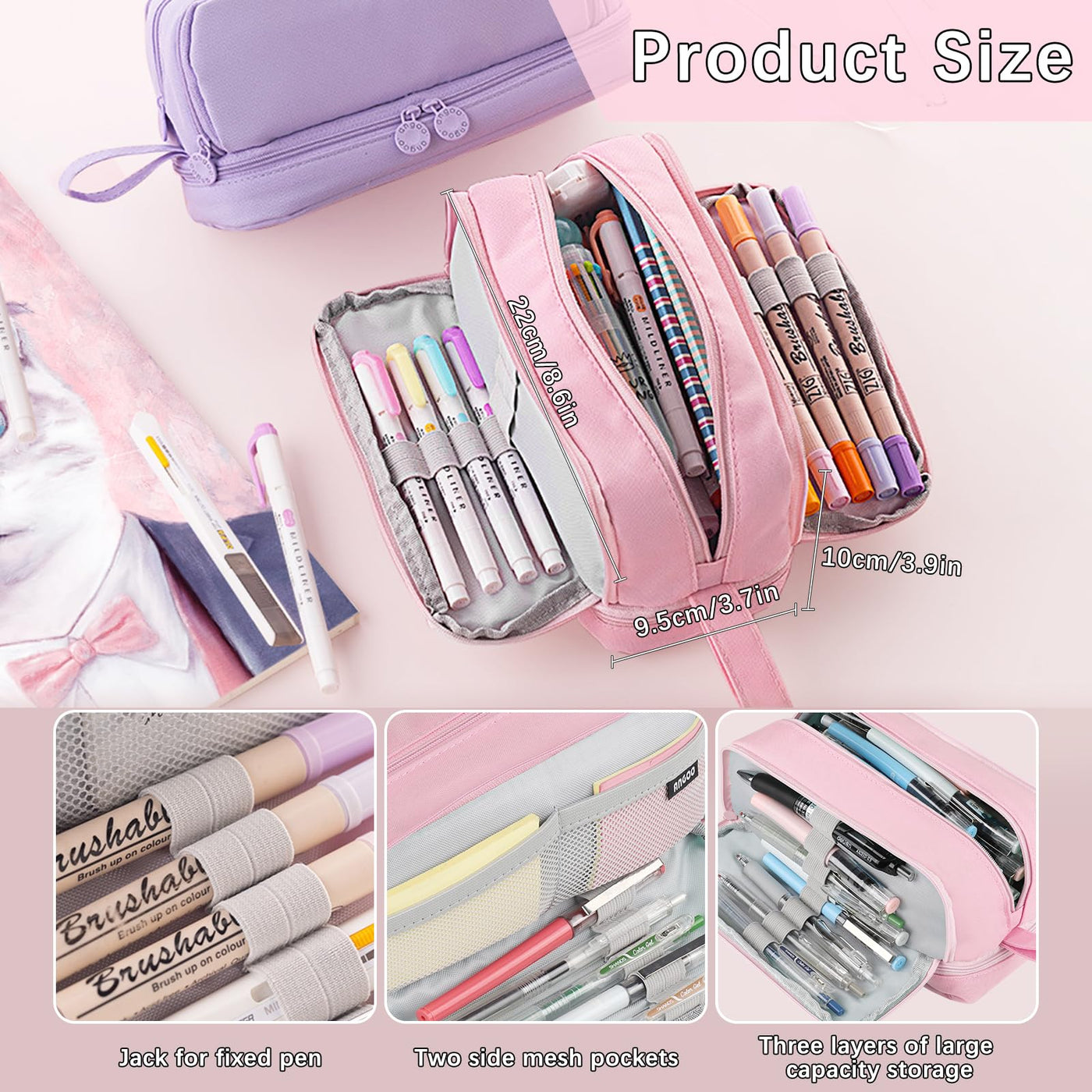 Pencil case Large with 3+1 compartments Large capacity pencil case teen pencil case