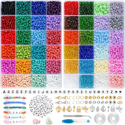Perles pour Bracelets, 48 Couleurs de Perles pour Enfiler des Perles