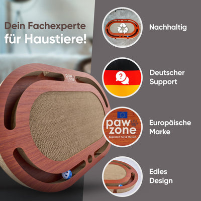 Planche à gratter - Peut être utilisée des Deux Côtés + Carton Interchangeable - Comprend un jouet pour Chat-Carton à gratter XXL de Haute Qualité en MDF Robuste-Tapis à gratter