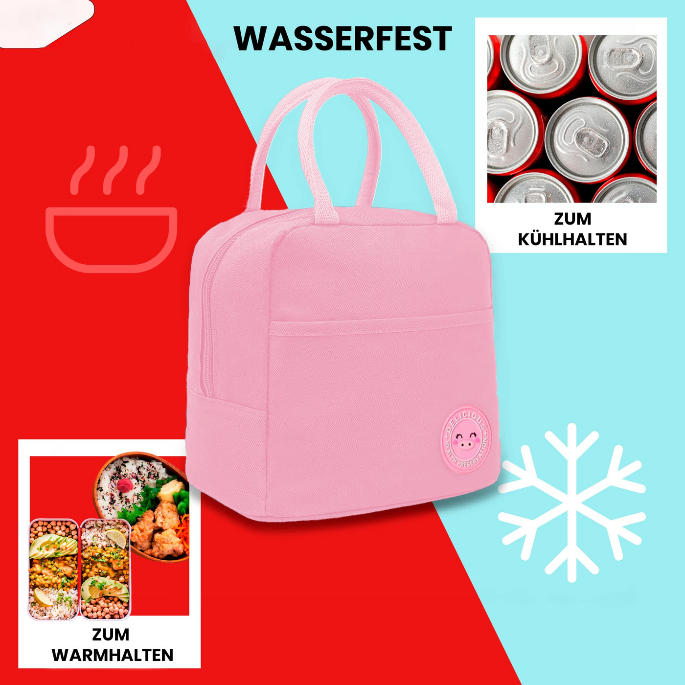 Kühltasche, Lunchbag, Thermotasche mit Folienfutter, isolierte Lunchbag