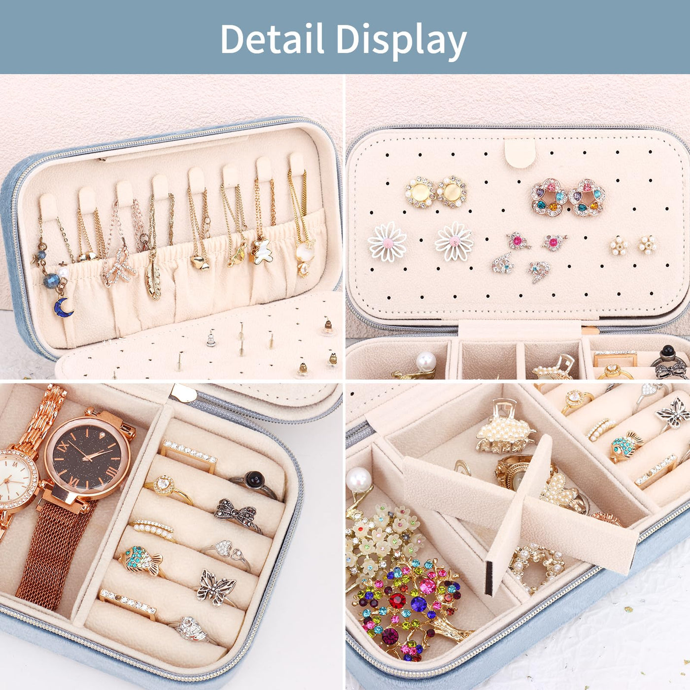 Petite Boîte à Bijoux de Voyage En Velours