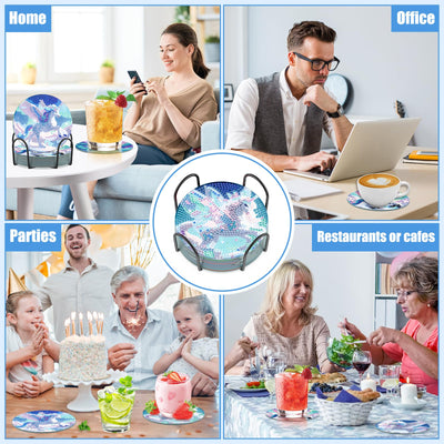 8 PCS Diamond Painting Coasters with Holder