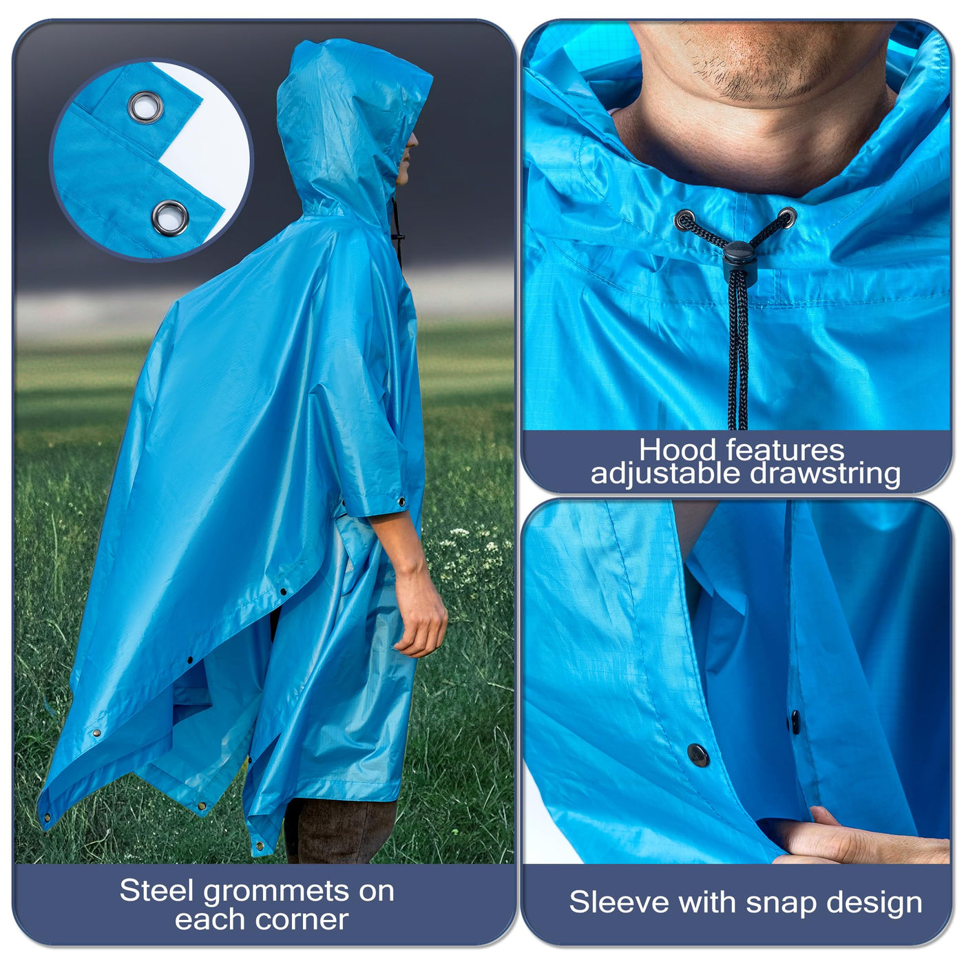 Rain Poncho Waterproof Rain Cape with Hood
