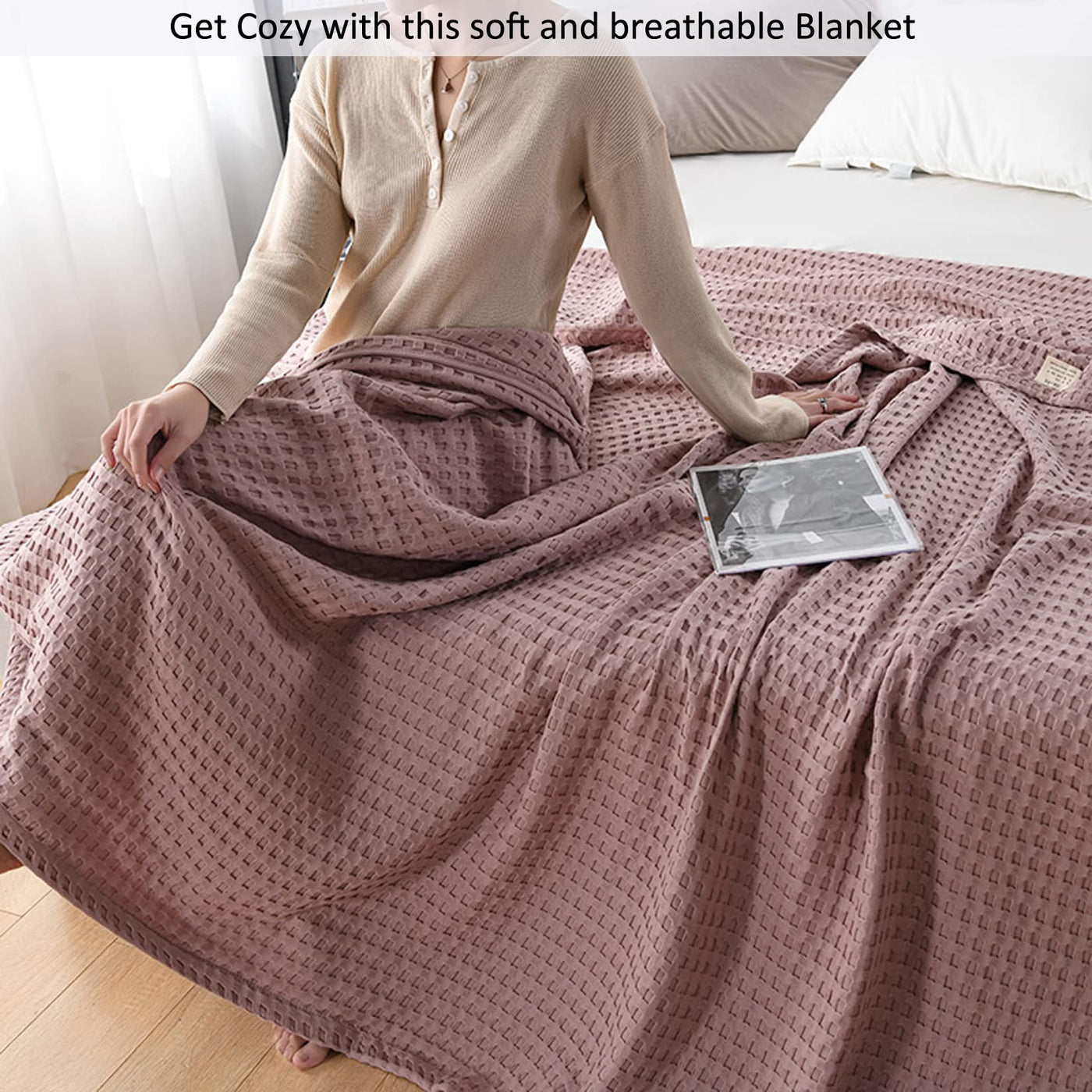 Bedspread cotton waffle pique cuddly blanket