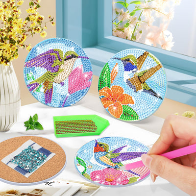 8 PCS Diamond Painting Coasters with Holder