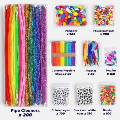 Craft supplies for crafting Material for crafting with paper, foam rubber, pipe cleaners, wiggly eyes, pompoms, buttons