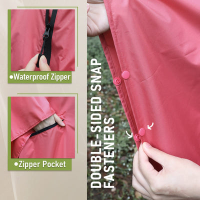 Rain cape with hood zipper, reusable raincoat, rain poncho bike hiking