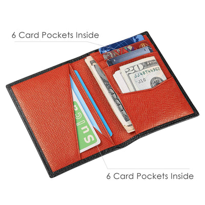 Portefeuille avec porte-cartes de crédit, portefeuille fin avec protection RFID, portefeuille en cuir véritable 9 compartiments