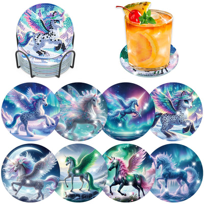 8 PCS Diamond Painting Coasters with Holder
