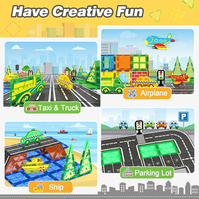 Jeu de tuiles magnétiques city street, jouet pour enfants, jeux sensoriels
