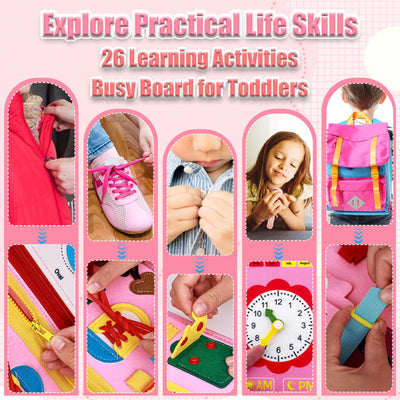Busy Board, activity board motor skills toy for toddlers, book sensory learning toy, motor skills board toy