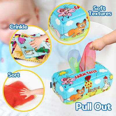 Baby tissue box Cosmetic tissue box Toy for toddlers Sensory toy Children