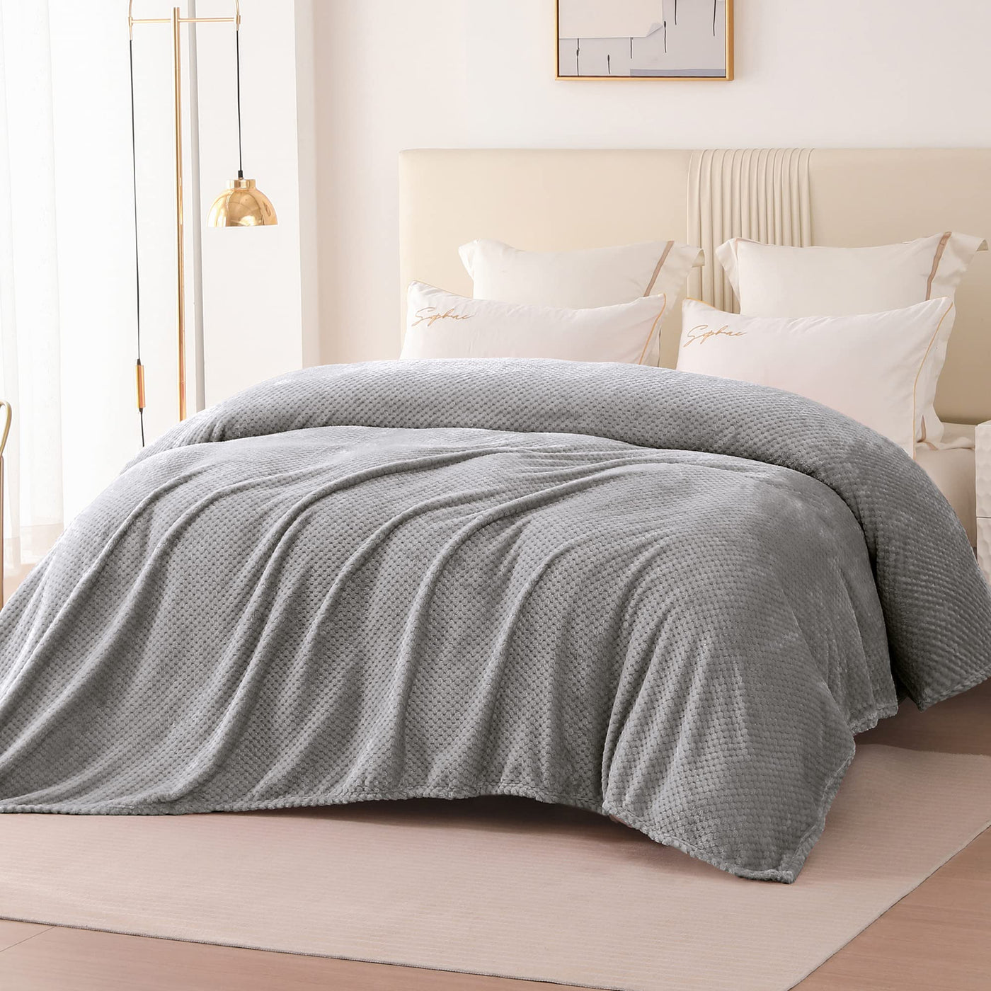 Couverture douillette Couverture en polaire super douce et chaude pour le canapé et le lit avec motif gaufré, couverture douillette et confortable
