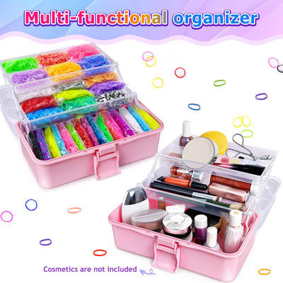 45 Farben Webstuhlbänder Kit mit 3-lagiger Aufbewahrungsbox, DIY Gummibänder Kit